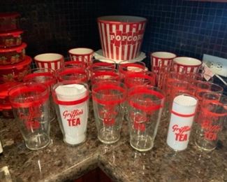 Vintage Griffin’s Advertising Tea Glasses—Have 11 of the large tumblers & 9 of the smaller tumblers! 