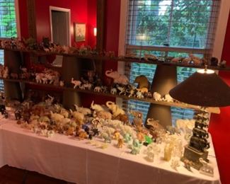 Huge Elephant Collection-Many Elephants Marked Japan & Vintage Elephant Lamp ( There is a pair of these lamps.)