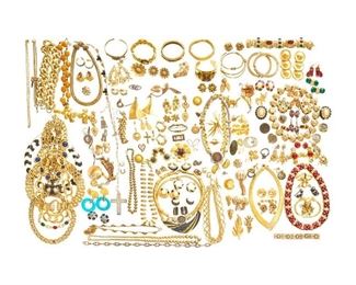 Lot of approx. eighty pieces of vintage designer costume jewelry, to include themed pieces, necklaces, bracelets, earrings, etc