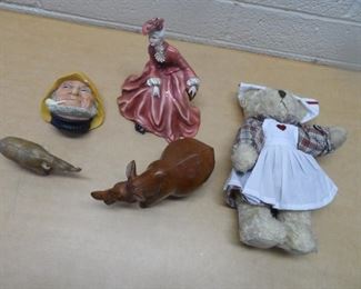 Fisherman porcelain head , Victorian lady animals and nurse bear