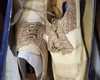 White gator skin shoes