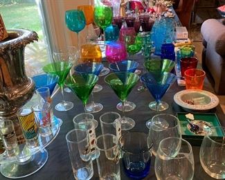  Colored glass stemware