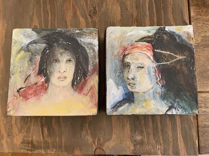 Debra Frittz (born 1953) signed hanging plaques/tiles