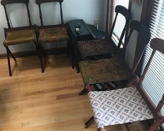 Antique wooden folding funeral chairs