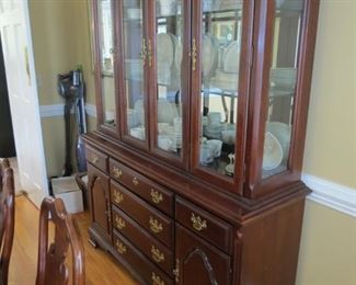 VERY NICE LIGHTED CHINA CABINET BY SUMTER CABINET CO.  EARLY SALE.  $400.00.