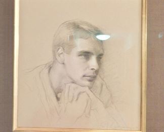 Noted artist Steven J. Levin's "Eric" black and white chalk on toned paper.           $875.00