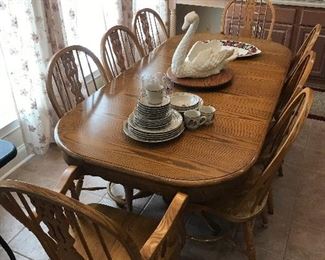 Oak Dining Table and 8 Chairs