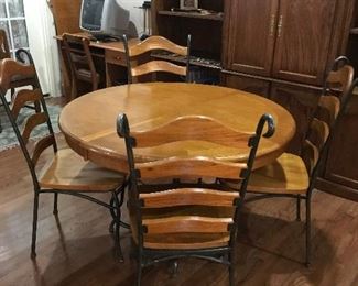 Wood and Iron Table and 4 Chairs