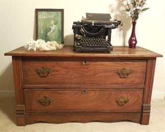 Low Oak Dresser - Remington Typewriter