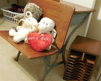 School Desk and wood file box