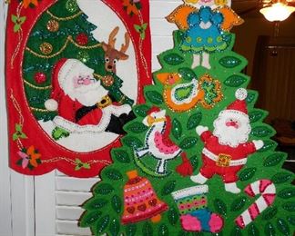 Vintage Christmas Felt Sequins Wall Decor - several