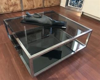 Design Institute coffee table glass and chrome