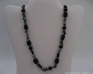 Pnyx Snowflake Obsidian and Hematite Necklace