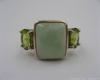 Sterling Silver Jade and Peridot Ring