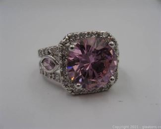 Sterling Silver Pink CZ Ring