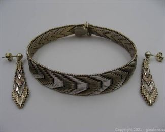 Woven Silver Bracelet and Earring Set