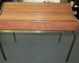 Rare!!Mid century modern Arcadia Glenn of California walnut roll top desk.