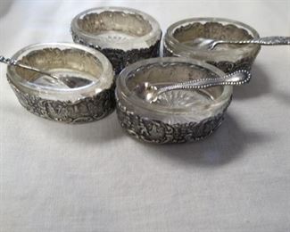 Silver salts with sterling spoons.