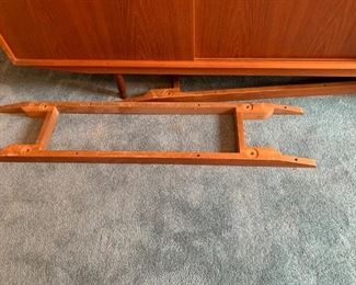 this is the extra pass to for each piece to change into a single piece of furniture. Shown as 1 big piece in photo, but will make into 3 furniture pieces.                 #10	Mid-Century Danish teak cabinet that can be made in to 3 pieces. Shown with long support piece on the bottom making it 88 inches long then with the extra legs and smaller support for each cabinet 59Wx18Dx30H  (2 of these) plus 4 Drawer Chest  29Wx18Dx30H 	 $1,200.00 
