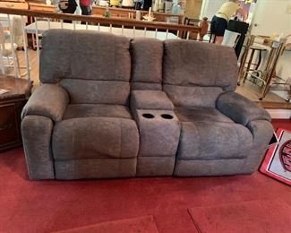 #17	Morris Electric Theatre Double Reclining Seats w/middle Cup Holder & compartments w/USB & Outlets (as is top Spot)  75W 	 $175.00 
