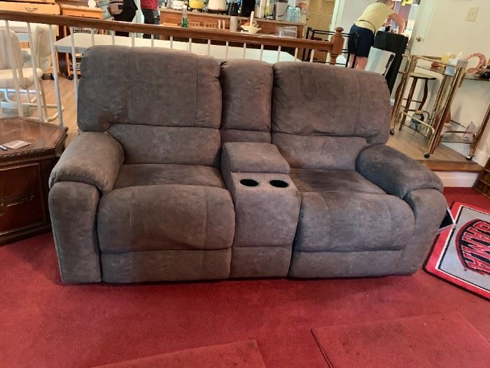 #17	Morris Electric Theatre Double Reclining Seats w/middle Cup Holder & compartments w/USB & Outlets (as is top Spot)  75W 	 $175.00 
