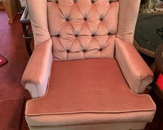 #19	Mauve Q/A Leg Button Back Wingback Chair 	 $75.00 
