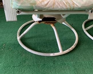 #35	Sunbeam Aluminum Bouncy Chairs  set of 2  - as is bottom	 $30.00 
NOTE broken part on the bottom