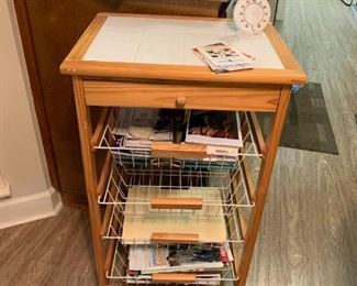 #50	Rolling 4 Basket Table w/tile top 19Wx14.5Dx34	 $30.00 
