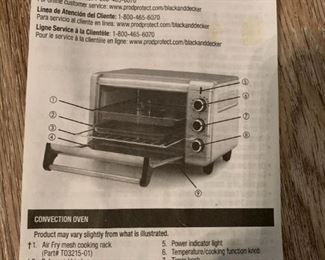 #51	B&D Crisp & Bake Convection Oven    Model Number TO3215SSD	 $20.00 
