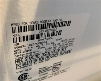 #56	Kenmore Freezer - Frost Free Model 25328262802 - 28Wx26Dx60T	 $150.00 
