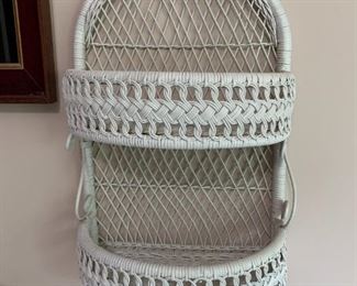 #88	White Wicker 2 Shelf Display  13x7x21	 $30.00 
