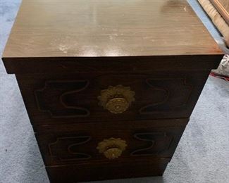 #111	(2) 2 laminate Two Drawer End Tables  17.5x17   $20 each
