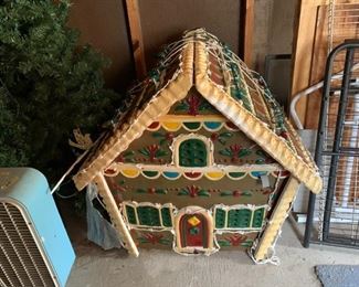 #128	Lighted Plastic Gingerbread Christmas House 36x27Dx35T	 $60.00 

