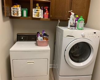 #53	Frigidaire Front Load Washer w/Pedestal  Model FAFW3801LW2	 $100.00 
#54	Kenmore Dryer	 $50.00 
#55	2 Door Plastic Storage  Bin  53Wx25Dx50T	 $75.00 
