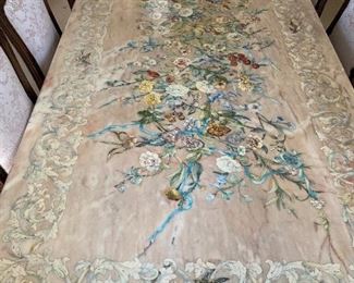 Pietra Dura/Scagliola large dining table (imported from Italy in 70's) Table top on Dark wood French Louis XV style base and dining chairs do not match but are included. We are selling table top. Measures approx 49" wide x 1 1/4" thick x 102" long x  29 1/2" high. $5,800  No calls/email only please. 