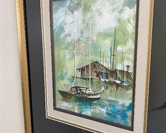 Watercolor, sailboat, signed lower right Russ Mckee. Measures approx 22" x 18" framed. $250  No calls/email only please. 