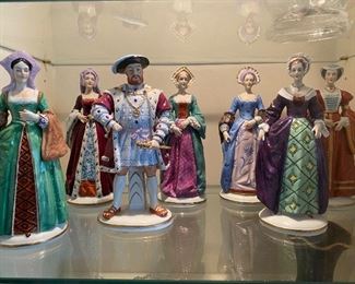 Lot of Figurines, Henry VIII and 6 wives. GDR (German Democratic Republic) signed. Approx 8" tall 