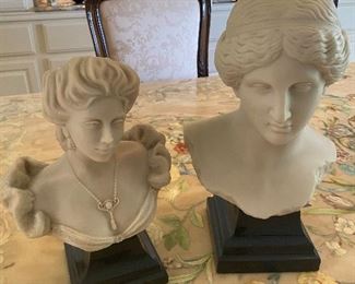 Two resin busts of women. 12 1/2" and 15" tall approximately. Austin Sculptures. $125 both. No calls/email only please. 