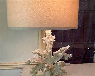 CHIC PAIR OF CORAL DECORATOR LAMPS