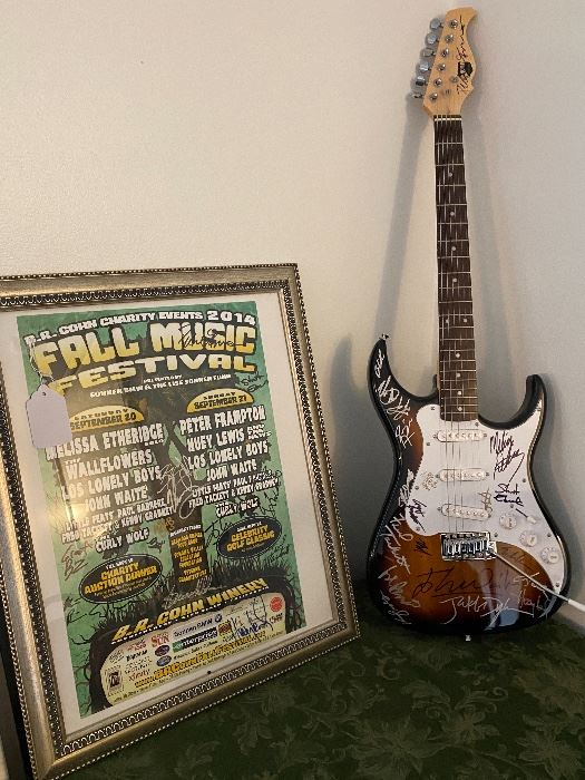 FALL MUSIC FESTIVAL WITH PETER FRAMPTON AND OTHER ARTISTS - ALL SIGNED THE POSTER AND THE GUITAR - TWO PIECE SET 