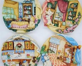 Bradford Exchange Limited Edition 3D Purrfectly At Home Series Plates