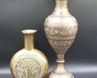 Candlestick Holders and Vases with Beautiful Detailing Possibly Bronze and or Brass