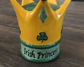 Ceramic Irish Princess Crown Coin Jar