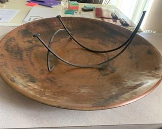 Large Brass Bowl with Stand