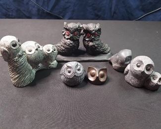 Owls Made of Soapstone and Coal