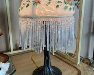 Two Rose Glass Beaded Accent Lamps