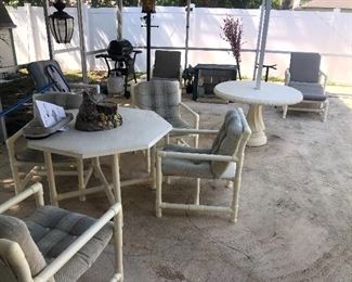 Pvc patio furniture,  grill