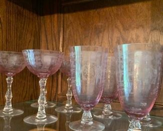 Pink etched glasses 