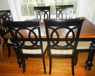 Modern country table and 6 chairs