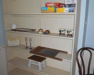 Large shabby chic shelf unit with bead board back
